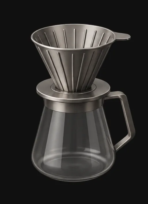 Pour-over dripper on a glass carafe